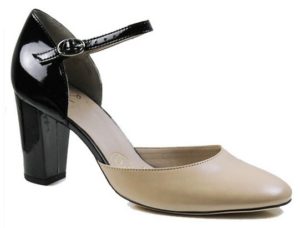 Block Heels Black Patent Nude